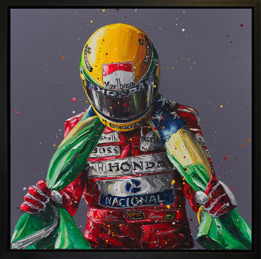 senna flag ii hand embellished canvas framed by artist paul oz