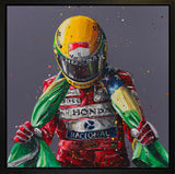 senna flag ii hand embellished canvas framed by artist paul oz