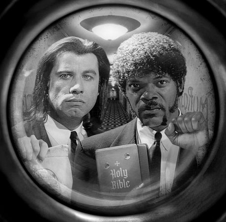 the path of the righteous man black and white print  by artist jj adams