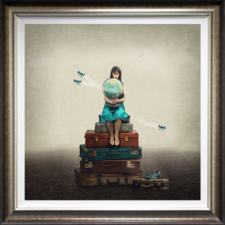 the whole world in her hands deluxe framed print by artist michelle mackie