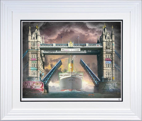 titanic return print framed in white by artist jj adams