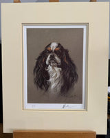 tri colour cavalier mounted print by artist mick cawston