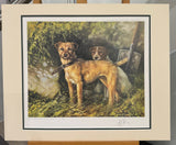 two terriers mounted print by artist mick cawston