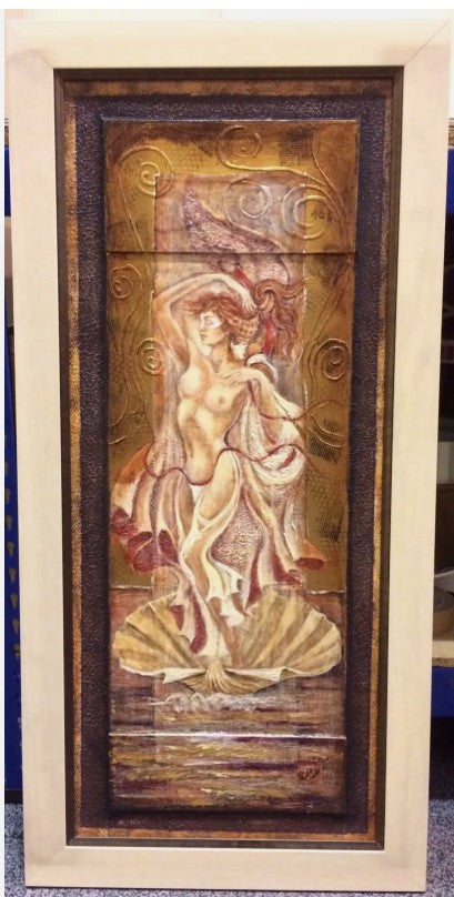 venus hand embellished print on board by artist joy kirton smith