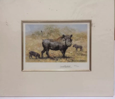warthog family mounted print by artist david shepherd