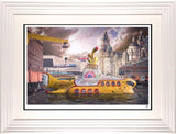 we all live in a yellow submarine print framed in white by artist jj adams