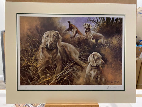 wiemaraner composite ii mounted print by artist mick cawston