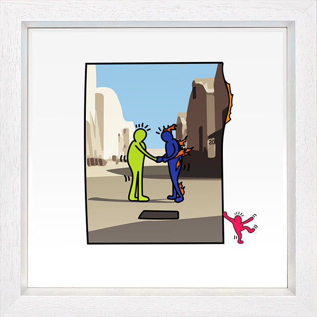 wish you were here print framed in white by artist tboy