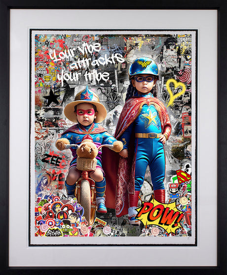 your vibe attracts your tribe black framed print by artist zee